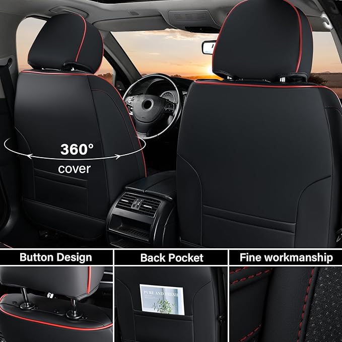 Coverado Front Seat Cover, Car Seat Cover Winter, 2PCS Car Seat Protector, Seat Covers for Cars, Breathable Faux Leather Car 