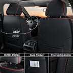 Coverado Seat Covers Full Set, Seat Covers for Cars, Car Seat Covers Winter, Breathable Faux Leather Car Seat Protector Car S