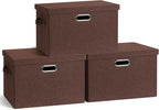 Graciadeco Large 17" 36 Quart Collapsible Stackable Storage Bins with Lids, 3 Packs Dark red Foldable Fabric Closet Storage B