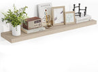 48 Inch Floating Shelves, 3D Textured Wood Grain, 48"x9.25"x1.5" Inch Deep Floating Shelves for Wall, Wooden Shelves for Bath