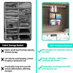 HapiRm Hanging Closet Organizer Storage - 3 Tier Metal Stackable Hanging Closet Shelves with Dividers and S Hooks, Foldable C