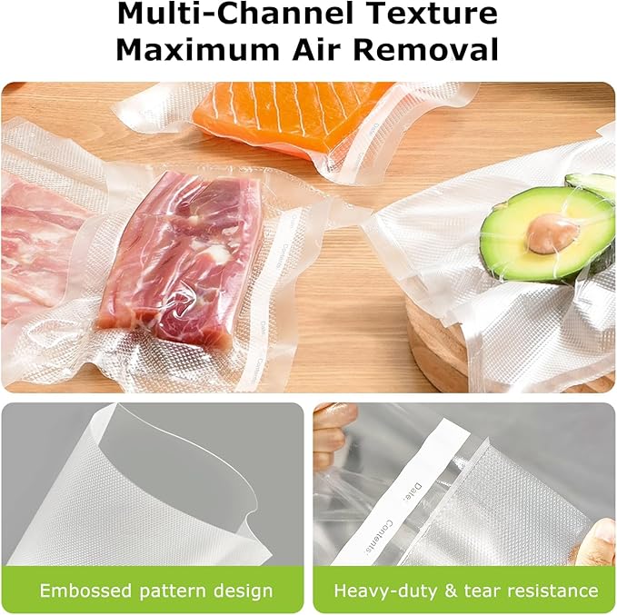 Bonsenkitchen Vacuum Sealer Bags Rolls for Food, 2 Packs 11" x 20', Heavy-Duty Textured Material Bag, BPA-Free, Commercial-Gr