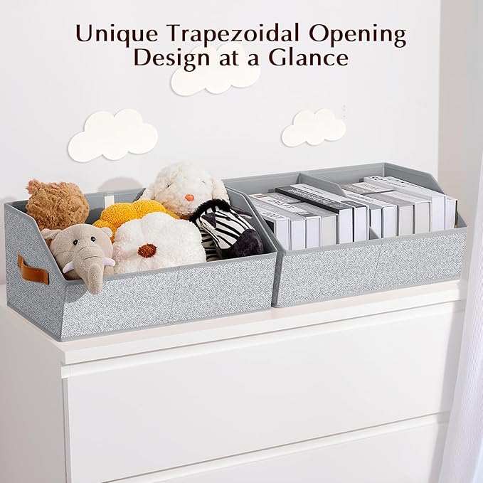 Homsorout Closet Organizers and Storage Bins - 6 Pack Collapsible Divided Trapezoidal Cube Storage Bins Baskets with Orange H