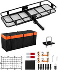 VEVOR 60"x20"x6", Hitch Cargo Carrier, 500 lbs Capacity Hitch Cargo Carrier with Cargo Net & Waterproof Cargo Bag, Folding Hitch Mount Cargo Carrier with Hitch Lock for 2" Receiver, Fit for SUVs
