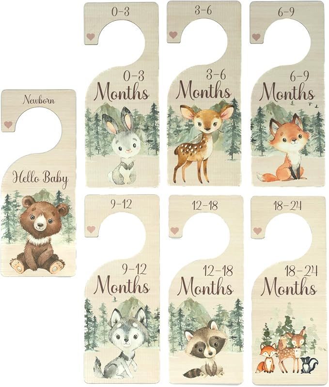 Baby Closet Dividers | Woodland Nursery Decor Closet Dividers for Baby Clothes | Hanging Wooden Baby Clothes Dividers for Clo