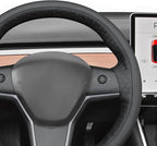 MEWANT Hand Stitched Real Leather Steering Wheel Cover for Tesla Model 3 2017-2023 / Model Y 2020-2023 for Tesla Model 3/Y Accessories(3D Style)