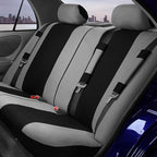 FH Group 3 Row Set 7 Seater Light & Breezy Flat Cloth Car Seat Covers, Combo Steering Wheel Cover & Seat Belt Pads, Airbag an