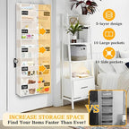 Over the Door Organizer, 5-Tier Extra Large Storage with 10 Pockets and PVC Label Pouches, 80 lbs Capacity Hanging Closet Org
