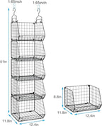 5 Tier Closet Hanging Organizer, Clothes Hanging Shelves with 4 Hanging Hooks 5 S Hooks, Wire Storage Basket Bins, for Clothi