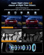 3 Channel Dash Cam, Dash Cam Front and Rear Inside, 5.8GHz WiFi Built-in GPS, Free 64GB Card, 3.2" IPS Screen, 4k Dash Camera