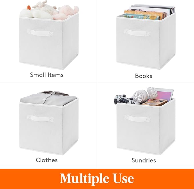 Lifewit Storage Cubes, Foldable Decorative Fabric Storage Baskets for Organizing Home Organizers with Handles for Shelves, Cl