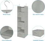 MAX Houser 6 Tier Shelf Hanging Closet Organizer, Closet Hanging Shelf with 2 Sturdy Hooks for Storage, Foldable (Light Grey-