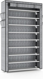 VILICK Shoe Rack with Cover Narrow Shoe Organizer with Pockets 10 Tier Tall Shoe Storage Holds 36-41 Pairs Shoes and Boots Sh