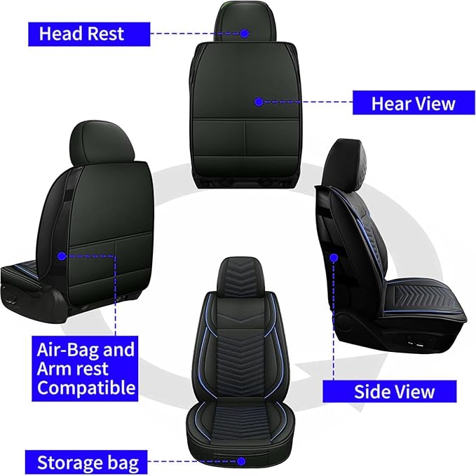 Car Seat Covers, Breathable and Waterproof Leather Seat Covers for Cars, Universal Anti-Slip Driver Seat Cover for Most SUV P