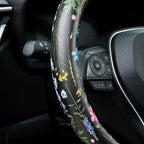 Multicolor Wildflower Steering Wheel Cover Auto Jacquard Steering Wheel Protector, Anti-Slip, Breathable, Absorbing Sweat, Un
