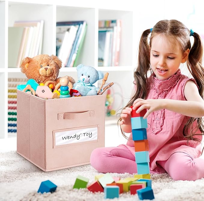 artsdi 13x13x13 storage cube bins(Set of 10) Fabric storage cubes with 10 Labels Window Cards & a Pen, storage cubes 13x13, C
