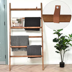 FUIN Extra Wide 6.4ft Wooden Blanket Ladder Living Room Decorative Wal Leaning Farmhouse Quilt Display Holder Rustic Wood Tow