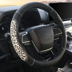 KAFEEK Microfiber Leather Leopard Steering Wheel Cover, Spliced Patchwork Design for Comfort Grip, Universal 15 inch, Breatha