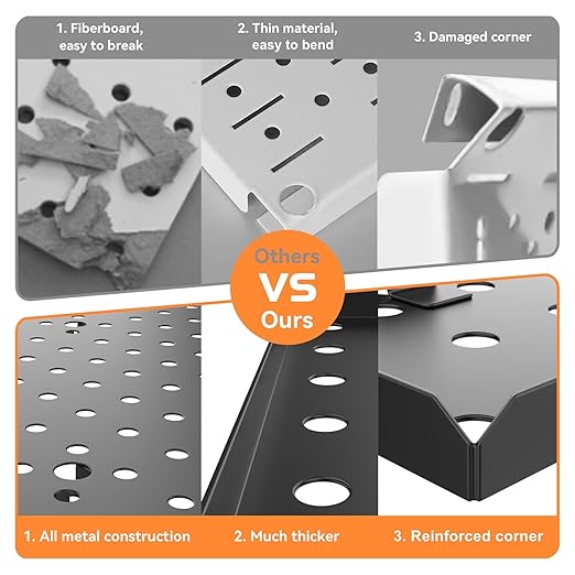 TORACK 4 PCS 16 x16 in Pegboard Panels for Wall Garage Tools Organizer Pegboard for Workbench, Modular Peg Board Tool Board(P