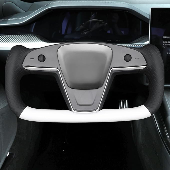 MEWANT Hand Stitched Tesla Model S Yoke Steering Wheel Cover Wrap for Tesla Model S 2021-2023 / Model X 2021-2023 Tesla Yoke Steering Wheel Accessories