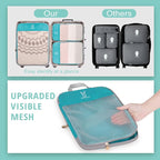 See Through Expandable Compression Packing Cubes, Mesh Travel Packing Cubes for Suitcases, Lightweight Organizers Bag Set for