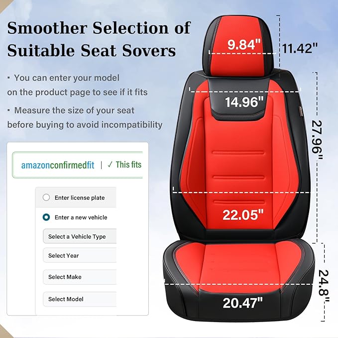Coverado Car Seat Covers Full Set, Seat Covers for Cars, Car Seat Protector Waterproof, Leather Cushion, Universal Car Interi
