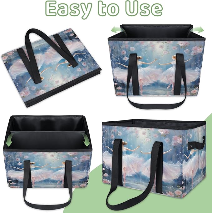 Reusable Grocery Bags Heavy Duty Shopping Bags Foldable Large Tote Bags with Long Handles & Hard Bottom