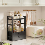 AmazerBath Bamboo Bathroom Countertop Organizer, 2-Tier Makeup Organizer with 2 Drawers, Vanity Organizer Storage Coffee Matc
