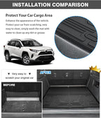 Powerty Floor Mats & Cargo Liner for 2019-2024 2025 Toyota RAV4 Accessories Floor Mats 2 Row Liner Set All Weather TPE 3D Floor Liners&Rear Cargo Mat