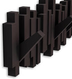 Umbra Sticks Wall-Mounted Coat Rack Rail Hook with 5 Retractable Pegs – Modern, Space-Saving Storage Organizer, Espresso