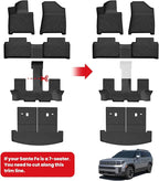 Lasfit Floor Mats & Backrest Mats & Cargo Mat for Hyundai Santa Fe 2026 2025 2024 (Only Fit Gas), All Weather TPE Custom Fit Floor Liners for Santa Fe Full Set Car Mats Accessoires, Black
