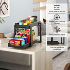 Bamboo Under Sink Organizer and Storage, 2 Pack Pull Out Cabinet Organization, 2 Tier Vertical Slide Out Undersink Storage Sh