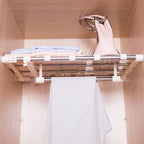 Hershii Tension Shelf Expandable Closet Organizer Adjustable Rod Heavy Duty Hanging Rail Rustproof DIY Storage Rack 4-Bar Ext