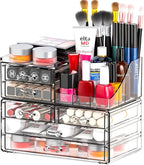 SUOXING Clear Acrylic Makeup Organizer for Vanity,Bathroom,Dresser,6 Drawer Cute Make up Organizers for Counter,Plastic Coun