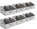 SONGMICS Set of 6 Storage Baskets, Foldable Storage Bins with Removable Dividers, Fabric Boxes, 15.7 x 11.8 x 7.9 Inches, Clo
