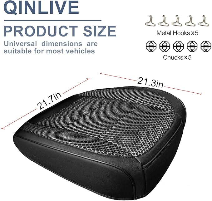 2 Pack Black Ventilated Bottom Car Seat Cover, 3D Air Mesh Breathable Front Leather Car Seat Protectors, Universal Fit Automo