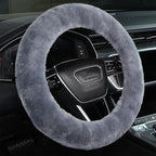 Fuzzy Wool Sheepskin car Steering Wheel Cover for Girls Women Men,Fluffy Soft Protector for Universal Steering Wheel 14 1/2-1