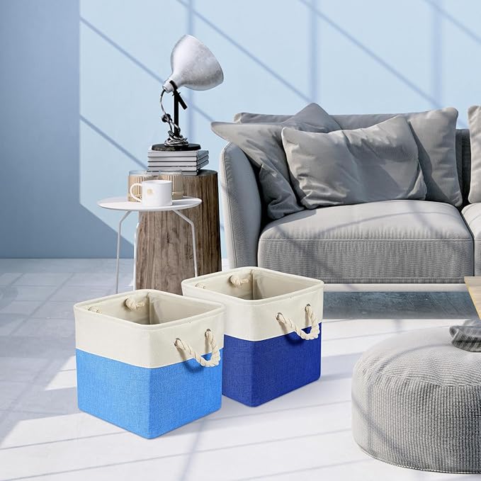 Geiserailie 6 Pcs 11 x 11 Inch Cube Storage Bins Fabric Storage Organizer Bins Foldable Cube Baskets with Sturdy Carry Handle