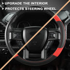GIANT PANDA Steering Wheel Cover for Ford F150 F250 F350 Expedition - Black+Red