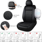 CAROMOP Faux Leather Car Seat Covers Full Set,Luxury and Comfortable Covers for Cars,Split Bench Compatible Car Interior Cove