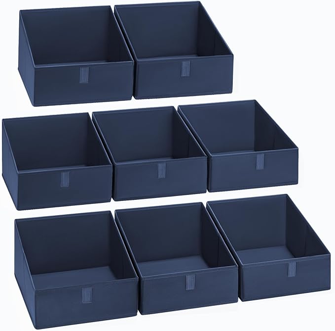 DIMJ Closet Storage Bins 8 Pack - Fabric Trapezoid Organizer Bin, Foldable Storage Baskets for Shelves, Closet Shelf Organize