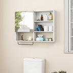 Medicine Cabinet, Wooden Bathroom Wall Cabinet with 2 Doors, Adjustable Shelves & Towel Bar, Over Toilet Storage Cabinet Wall