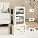 4 Pack Clothes Storage Bins with Metal Frame - 36L Stackable Storage Box with Lid，Foldable Storage Container Organizer for Cl
