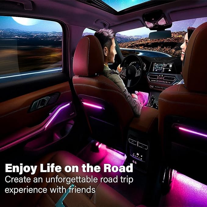 Car LED Strip Light, EJ's SUPER CAR 4pcs 48 LED Multi-Color Car Interior Lights Under Dash Lighting Waterproof Kit with Multi-Mode Change and Wireless Remote Control, Car Charger Included,DC 12V