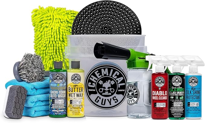 Chemical Guys Car Wash Kit 14-Pc Arsenal Builder - with Foam Blaster, Wash Bucket, Towels, Applicators, and 16 oz Soaps, Waxe