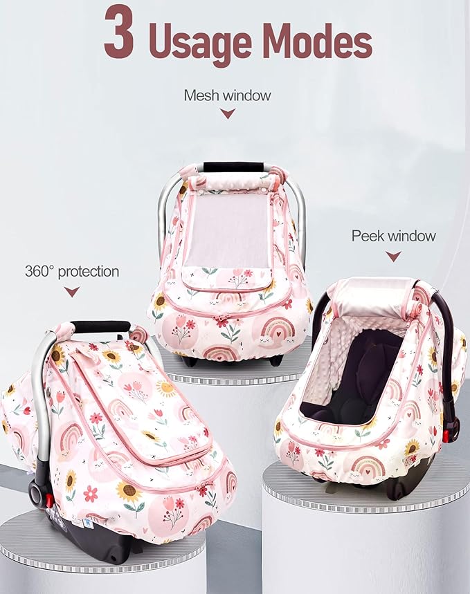 Waterproof Baby Car Seat Cover，YVMVDV Patented Cold Weather Carseat Cover for Babies,Infant Car Seat Cover Canopy for Boy Gir