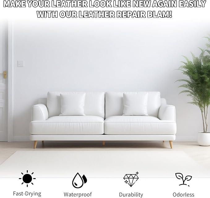 White Leather Recoloring Balm with 100ml Mink Oil,Leather Couch Scratch Remover,Leather Repair kit for Vinyl Furniture and Ca