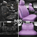 CAR PASS Light Purple Bling Diamond Leather Car Seat Covers Full Sets, Waterproof Shining Glitter Sparkly Crystal Universal A