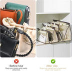 16 Pack Clear Handbag Storage Organizer and 16 Stainless Steel S-Hooks Anti-dust Purse Storage Bags with Zipper and Handle Mo