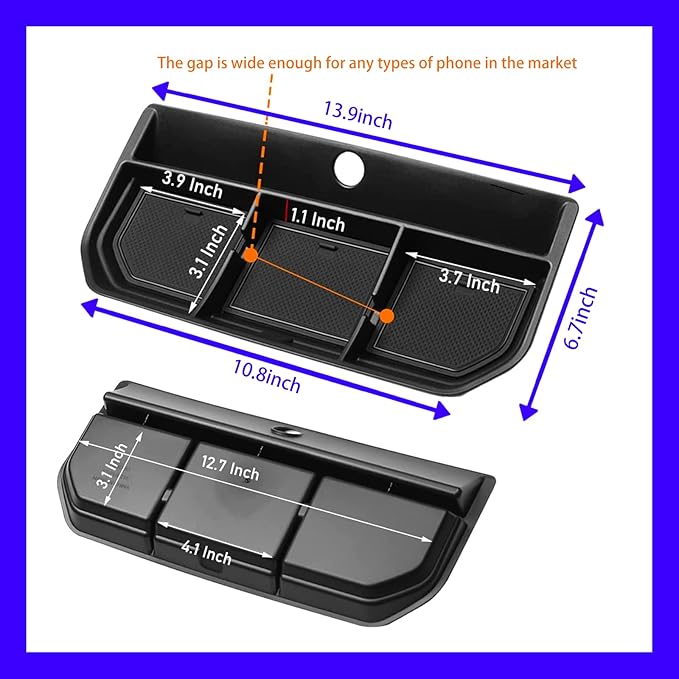 2024 2023 F150 Center Console Dash Storage Tray for 2021 2022 2023 2024 Ford F150 Dash Center Console Tray Ford F150 2022 Accessories F150 Dashboard Storage Organizer Sunglass Holder 2023 F150